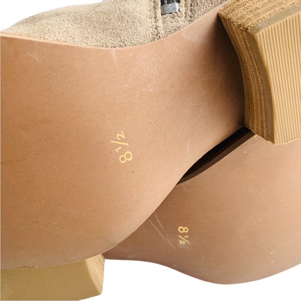 Diba True Tan Suede Leather Star Line Ankle Bootie Double Side Zippers Size 8.5 - Picture 8 of 16